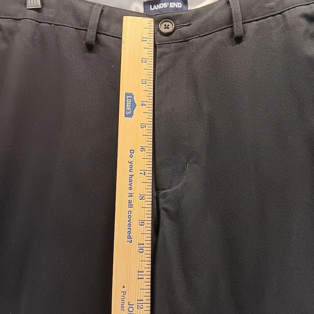 Lands End Tailored Fit Flat Front Straight Leg Pants Mens Size 35 Black